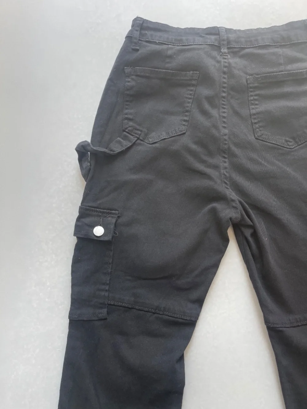 Black Cargo Jeans Womens Size M Stretch Utility Pocket Pants